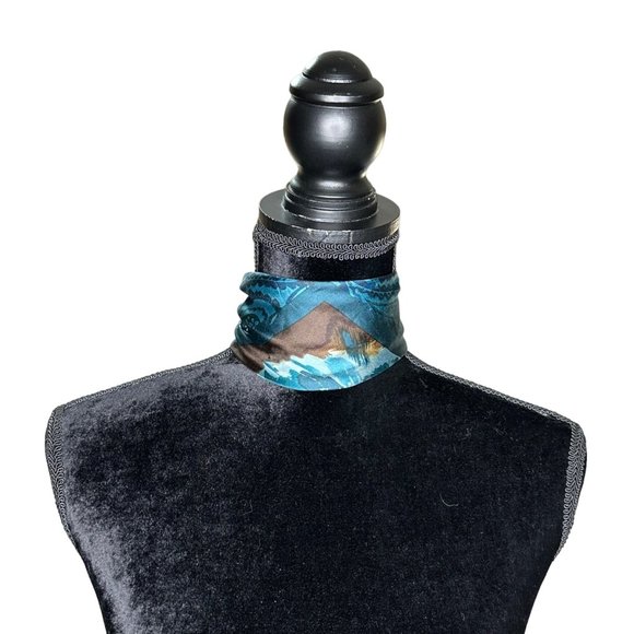 Adrienne Vittadini Scarf Womens Square 34" Brown Blue Floral Flowers Silk Vintag - Picture 6 of 11